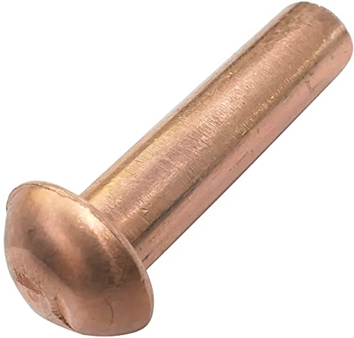 AERZETIX - Set di 10 rivetti in rame Ø5x20mm con testa semitondo - rivetto a testa bombata - rivetto pieno/rivetto a pressione - DIN 660 - C48039