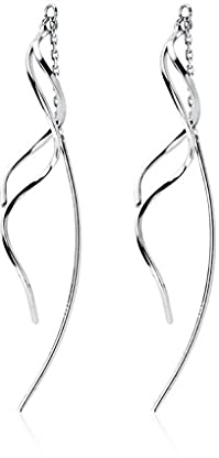 SLUYNZ 925 Sterling Silber Kurve Kette Ohrringe für Damen Mädchen Lange Ohrringe Hängend Minimalistische Ohrringe