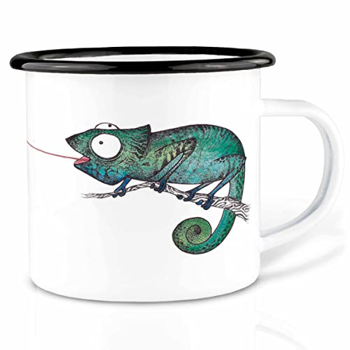 Ligarti® XXL Emaille Tasse (leicht & robust) | Camping Becher handveredelt in Deutschland | Kaffeetasse, Trinkbecher, Emaillebecher
