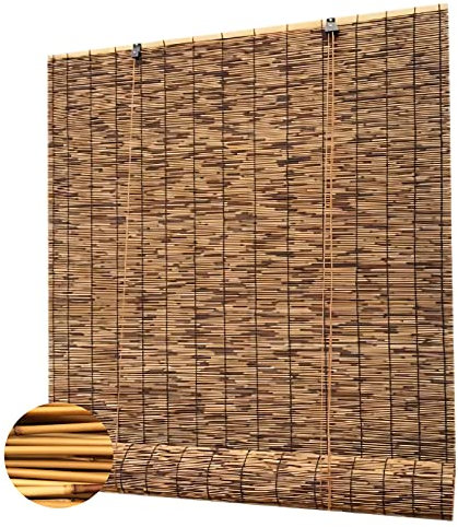 Bambusrollo,Durchscheinend Rollo Bambus,Retro Carbonization Natural Schilf Vorhang Bambus Handgewebt Sonnenschutzrollos,FüR Outdoor Fenster Und TüRen AußEnterrasse(Size:90 * 150cm/36 * 59in)
