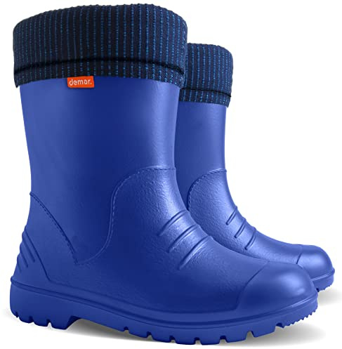Demar Dino Toddlers Little Kids Boys Girls 1-9yrs EVA-Foam Wellies Rain Boots Warm Lined Children Wellington Boots