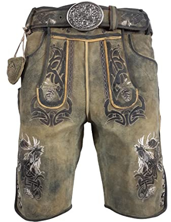 Alpenlife Kurze Herren Trachten Lederhose mit Gürtel, Max