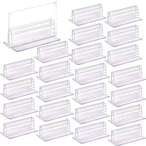 SOUJOY 50 Pack Self Adhesive Sneeze Guard Holder, 7.5cm x 4cm Acrylic Panels Holder Clip, Glass Sign Holder Stand, Desk Dividers Privacy for 0.1 to 5mm Thick