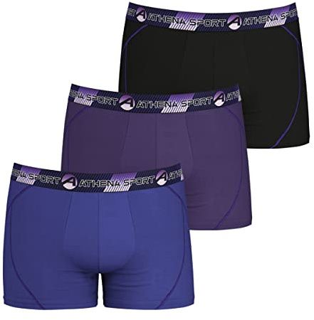 Athena - Lot de 3 Boxers Pour Homme Training LN24 - Tissu Ultra Extensible Microfibre Respirante 85% Polyamide 15% Elasthanne Label OEKO-TEX standard 100