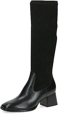 CAPRICE Damen Hohe Stiefel mit Absatz aus Leder bis zum Knie Weite G, Schwarz (Black Comb), 37 EU