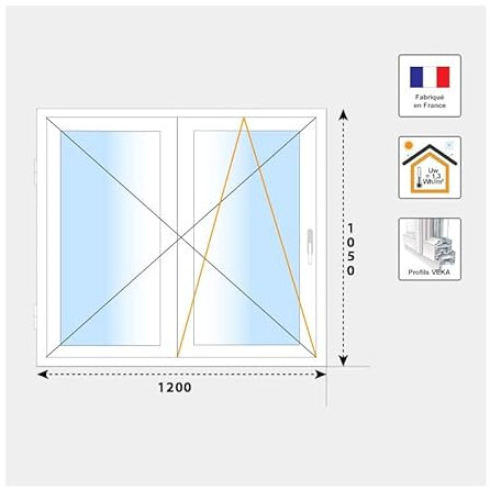 VOLET-MOUSTIQUAIRE.COM Fenêtre PVC 2 vantaux H 105 cm x L 120 cm