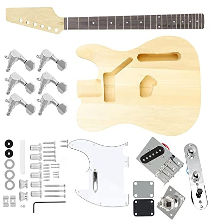 Professionelles unmontiertes DIY-E-Gitarren-Kit 6-Saiten-Gitarren-Kit für Anfänger Fachmann E-Gitarren-Bausatz