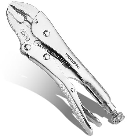 WORKPRO Locking Pliers, 7-inch Curved Jaw Vice Grips Pliers, Chromium-Vanadium Steel Locking Pliers with Wire Cutter, Locking Adjustable Vise Grips for Clamping Twisting Welding