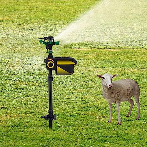 QCHIAN Automatic Lawn Water Sprinkler, Outdoor Solar Powered Motion Activated Animal Repeller, Automatic Rotating Lawn Irrigation System