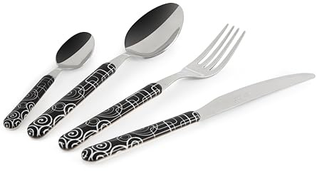 Excelsa Magic Black Set 16 Posate, Acciaio INOX, Manico in Plastica