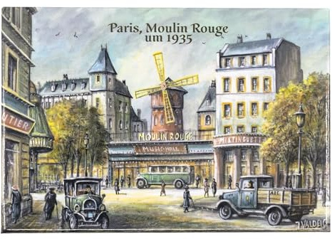 VALDEIG Kühlschrank-Magnet Paris - Moulin Rouge 1935 - Kühlschrankmagnet Souvenir Frankreich, Paris Souvenirs, Foto Magnete für Kinder, Pariser Kühlschrankmagnete Geschenk Dekoration, M