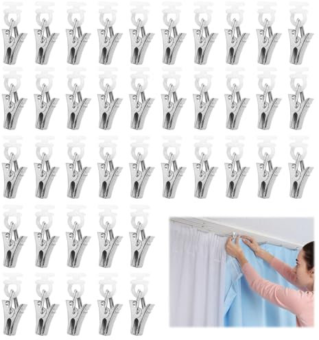 100 Stück Vorhang Clips Gardinenhaken Gleiter Gardinenhaken Zum Klemmen Klammern mit Rädern Gardinenröllchen für Schiene