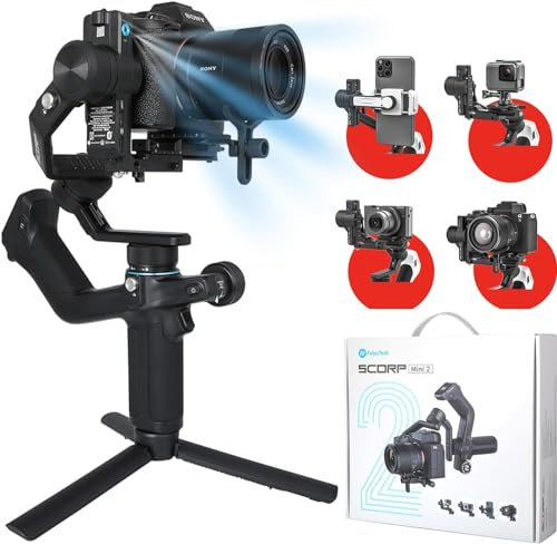 FeiyuTech SCORP Mini 2 Kamera Stabilisator,Gimbal-Stabilisator mit AI Tracker,1,2kg Nutzlast,OLED-Touchscreen,native vertikale Aufnahmen,3-Achsen Gimbal für Sony/Canon/Nikon/Panasonic/Gopro/Smartphone