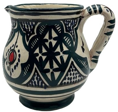 Brocca Caraffa Artigianale Marocchina in Terracotta Ceramica Etnica Marocco Lt. 0,5 Dipinta Mano 1804241114