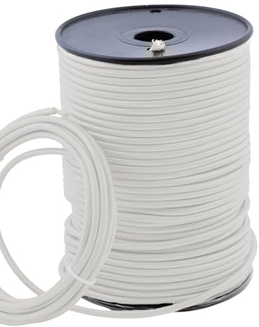 DC VOLTAGE White Braided Electrical Wire 18AWG 2 Core Fabric Cable -5m | White | 2 Conductor | 2-Core | Round | 16.4 Feet | 0.75mm² | Braided Lighting Flex For Pendant, Ceiling, Wall Lights & DIY