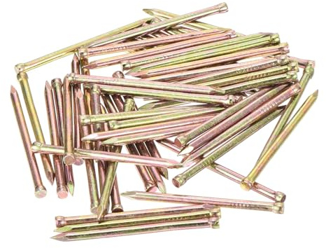sourcing map Finishing Nails Hand-Drive Hardware Carbon Steel Nails 38mm 1.5-inches 100pcs, Color Zinc
