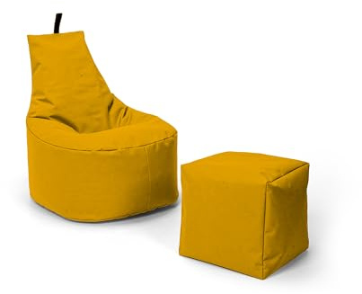 Nadimaideal Sitzsack XL - XXL für Kinder, Teenager & Erwachsene | Indoor & Outdoor | bereits gefüllt | Sitzsack Gaming | Füllung EPS Perlen (Gelb, XXL - Durchmesser 80 cm für Erwachsene)