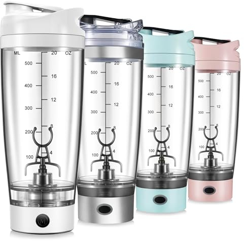 Botella Mezcladora, 650ML shaker proteinas, Mezclador de Proteinas Eléctrica, vaso mezclador proteinas, Recargable por USB, para batidos de proteínas y batidos de reemplazo de comidas, sin BPA -blanco