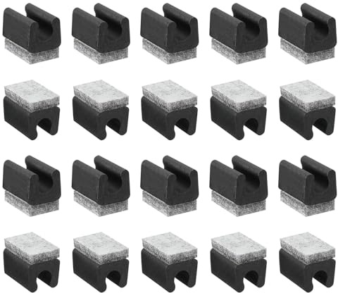 QUARKZMAN 20pz Tappi per Piedini di Sedie con Feltro Nero Pad Grigio | Adatti per Tubi Metallici 10mm, Protezioni per Pavimenti a Forma di U Tubi Sedie, Proteggi Mobili Piedini Scorrevoli