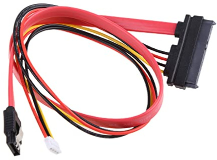 XAGMODSHN SATA III 3.0 7 + 15 22 pines SATA macho a hembra, cable de extensión de alimentación de datos, color rojo para HDD SSD de 6.3 cm y 8.9 cm