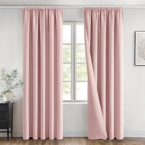 MIULEE Verdunklungsvorhang Blickdicht 2er Set B140 H225 Hellrosa