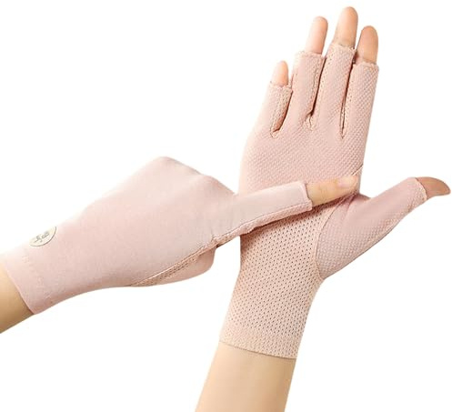 OTKARXUS Sommerhandschuhe für Damen, UV-Schutz, Halbfinger, Sonnenschutz, rutschfeste Sonnenschutzhandschuhe für Gelnägel, Reiten, Radfahren, Wandern, Angeln, Outdoor-Aktivitäten