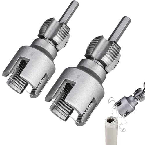 Filettatore integrato per tubi interni ed esterni, tagliatubi per tubi dell'acqua da 1/2 e 3/4, kit 2 in 1 per filettare tubi in PVC, compatibile con trapano elettrico (1/2+3/4)