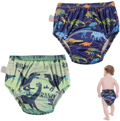 WUSJCOF Pannolino da Nuoto, 2 Pezzi Pannolini Lavabili, Piscina Regolabile Riutilizzabile, Costume Contenitivo Neonato e Neonata Mare, Costumi per Bambini 0-3 Anni