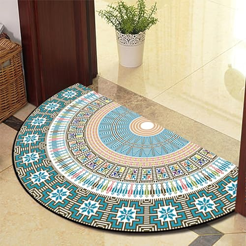 ChangTsing Semicircolare Zerbino 50cm x 80cm Poliestere stile bohémien Zerbino Antiscivolo Mezzaluna Porta D'ingresso Materiale