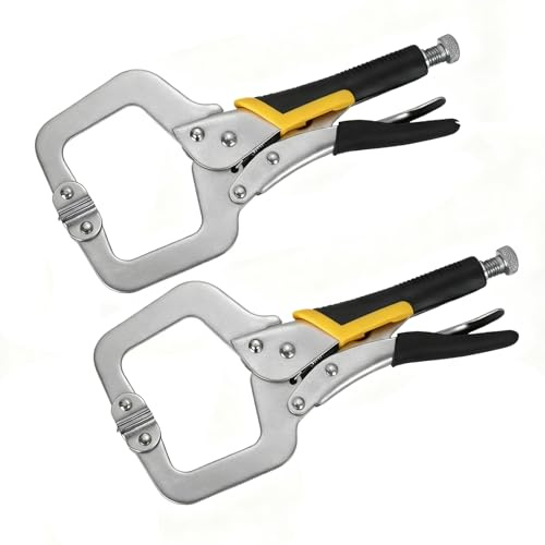 HEIYUET 2 Stück C Klemme 11 Zoll, C-Zwingen Gripzangen C Grip Schweißzwingen Schnellspannzwinge Schweißverriegelung für Holzbearbeitung, Schweißen, Autoreparatur