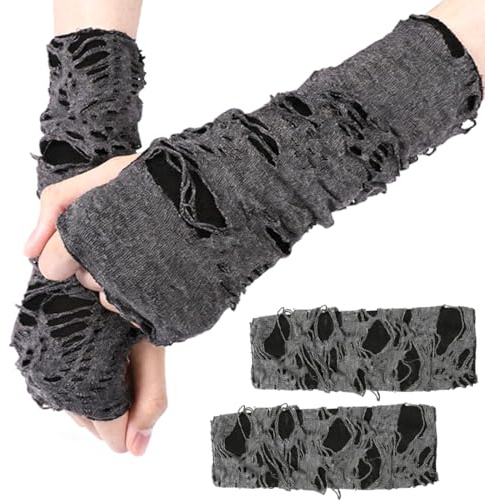 AEKZOX 1 Paar Fingerlose halloween handschuhe, Schwarze Punkhandschuhe, gothic handschuhe, Schwarze Halloween, Hexen Handschuhe
