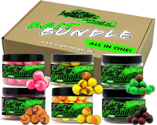 Angel-Berger Magic Baits Bait Bundle Premium Two Tone Pop Ups All in One Köderset Pop Up Boilies Sparpack Carp Hookbaits Floating Vorteilspack Boilies schwimmend