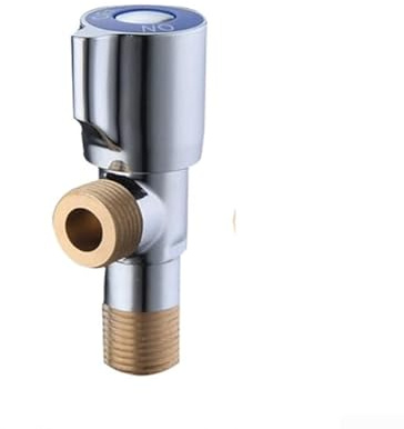 Kupfer-Winkelventil mit auslaufsicherem Scheibenkern und robuster Messing-Konstruktion, Absperrventil für Heiß- und Kaltwasser-Anwendungen mit Standard-20 mm Größe (blau)