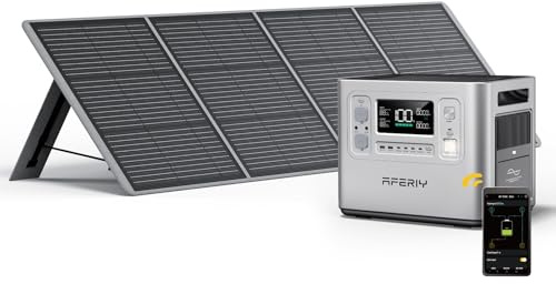 AFERIY Generateur Electrique 2400W-Argenté, avec Panneau Solaire Portable 200W, 2048Wh Batterie Nomade, Generateur Solaire avec Panneau Solaire 200W, Station Electrique Portable pour Camping/RV/Jardin