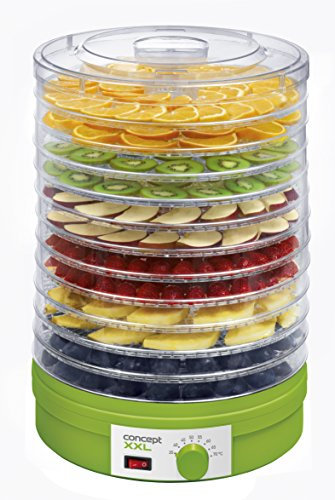 Concept Elettrodomestici SO1025 Essiccatore per Frutta, 12 Scomparti, 240 V, 245 W, 46 dB, Verde