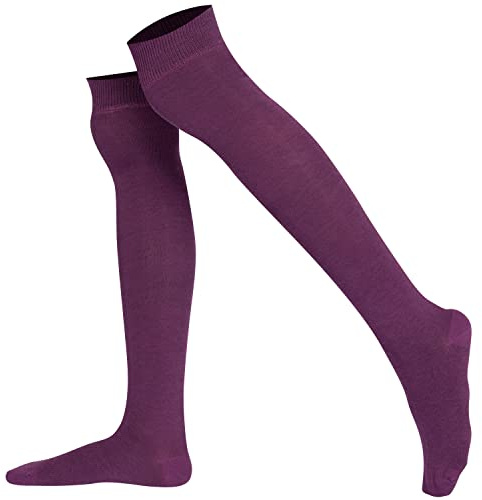 Mysocks Unisex overknee-strumpor, sömlösa tåparti, finaste kammad bomull, lila, 38-43 EU