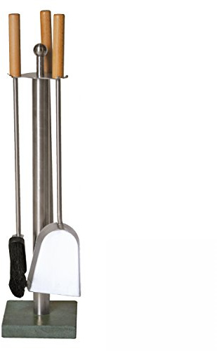 Schindler + Hofmann 21.02.732.2 Kaminbesteck, 3-teilig, Edelstahl, Steinsockel, 64cm