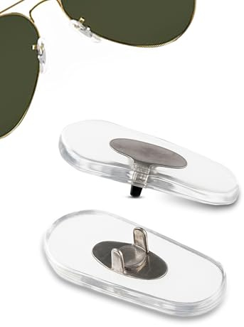 SPORTS WORLD VISION RB Lunettes Plaquettes nasales | Plaquettes nasales en PVC Souple pour Lunettes d'aviateur RB | 15 mm Plaquettes de Protection clipsables de faciles à remplacer Finition argentée