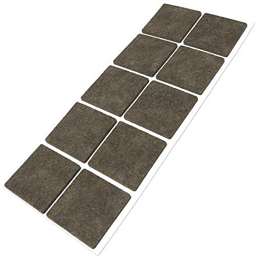 Adsamm® / 10 x deslizantes de Fieltro autoadhesivos/Marrón / 45x45 mm/Cuadrado/Deslizantes de Fieltro para Muebles de 3,5 mm de Grosor/Deslizantes para Muebles y Suelos