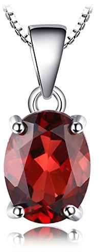 JewelryPalace Oval 2.5ct Natural Red Garnet Birthstone Solitaire Pendant Necklace Solid 925 Sterling Silver 18 Inches