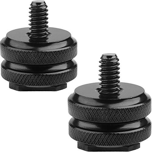 Camera Hot Shoe Mount to 1/4-20 Tripod Screw Adapter,Flash Shoe Mount for DSLR Camera Rig (Pack of 2)