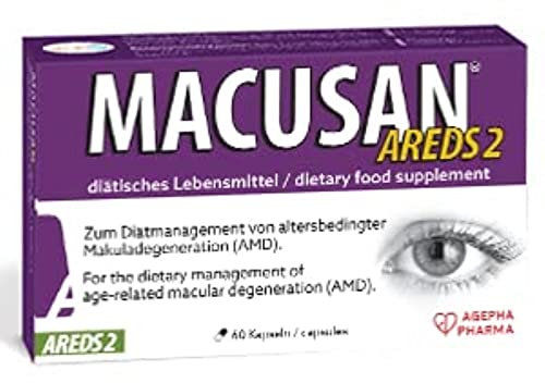 Macusan® AREDS2 - Zur Intensivbehandlung bei fortgeschrittener Altersbedingter Makuladegeneration (AMD) - Studienbasierte Formel mit Lutein, Zeaxanthin und Vitaminen (60 Kapseln)