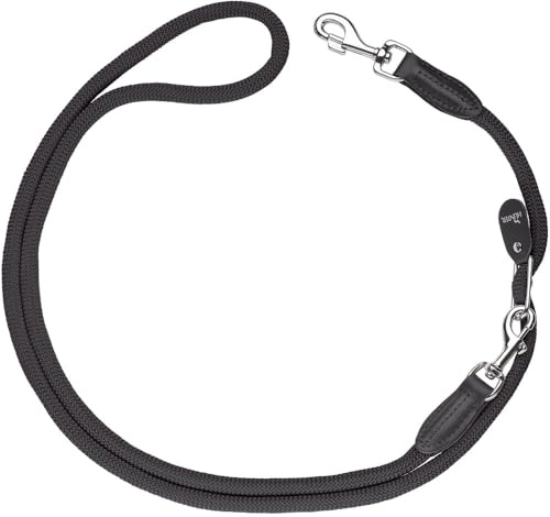 HUNTER Vario-Hundeleine FREESTYLE, Farbe: schwarz, stufenlos verstellbare Länge, robustes & griffiges Tau, wetterfest & pflegeleicht, perfekt für Alltag & Training, Größe: 10/260