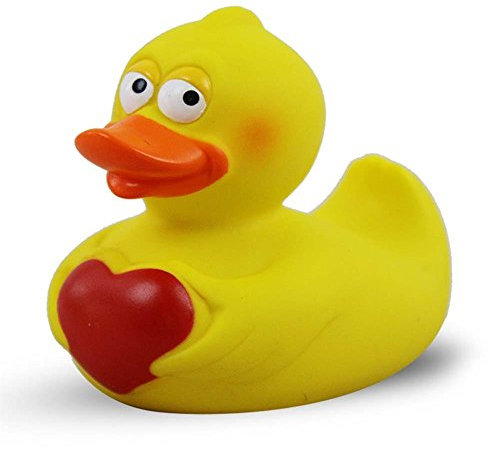 Duckshop Anatra da bagno con cuore, papera, paperella, L 9,5 cm, regalo di San Valentino