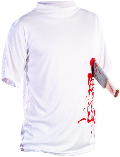 infactory Halloween-Party-Kostüm: Halloween T-Shirt Machete in der Brust, Gr. S (Halloween-Zombie-Shirts, Horror-Kostüm, Helloween)