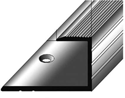 2 metros - Perfil de acabado / guardacanto por parquet, 15,3 mm de elevación, aluminio anodizado, perforado