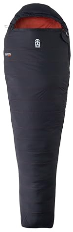 Wilsa Outdoor Sac de Couchage Duvet 6° Sarcophage 210x80 cm, Noir/Rouge, Down Ultralite 300 104011 Droit