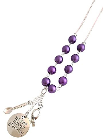 Handmade Fibromyalgia Awareness Invisible Illness Purple Spoon Never Give Up Necklace