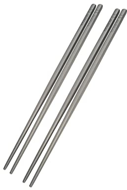 Titanium Chopsticks Ultralight 2 Pairs Square Standard Length Rice, Noodles and Sushi Reusable Cutlery Cookware (9 inches (23cm))