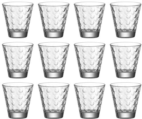 Leonardo Ciao Optic Wasser-Gläser, 12er Set, spülmaschinengeeignete Saft-Gläser, Trink-Becher aus Glas mit Muster, 215 ml, 048854